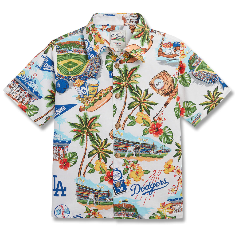 Reyn Spooner Youth Los Angeles Dodgers scenic Button-Down Shirt - White - S (Small)
