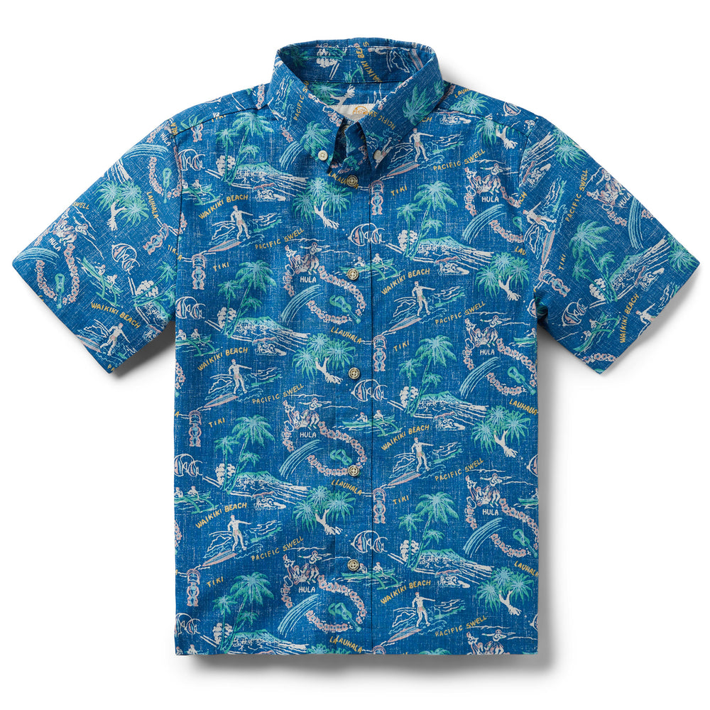 Reyn Spooner ONE FINE DAY YOUTH SHIRT in VALLARTA BLUE