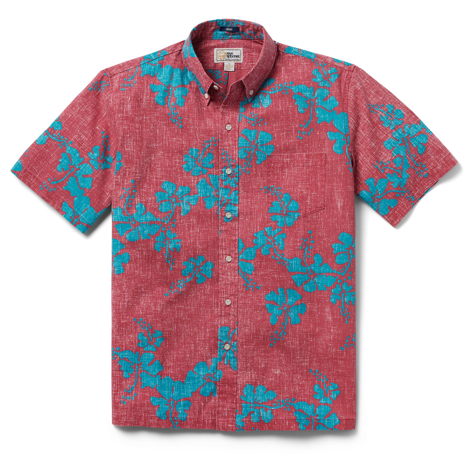 Reyn Spooner 50TH STATE FLOWER BUTTON FRONT in RED