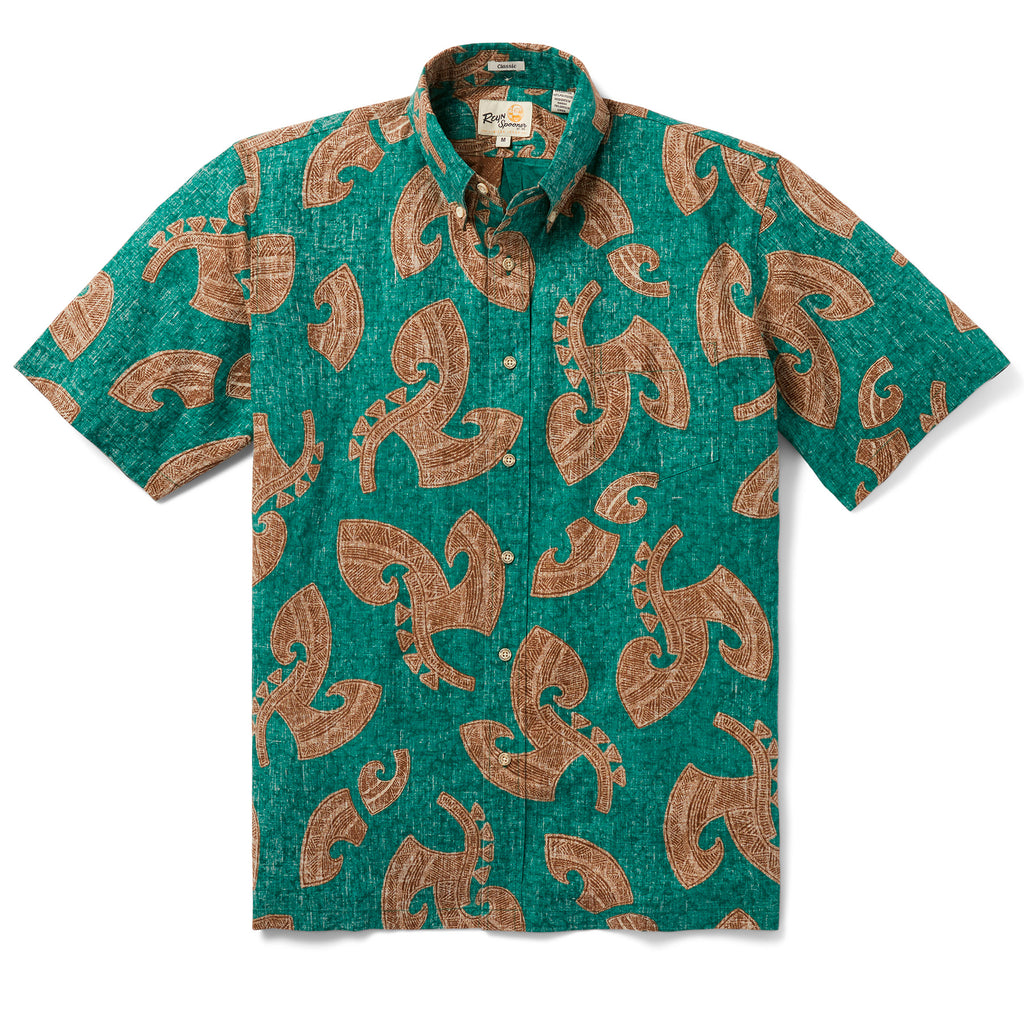 Reyn Spooner MAKAU BUTTON FRONT in GREEN