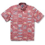 Reyn Spooner BEACH BOYS GOOD VIBRATIONS BUTTON FRONT in SUMMER RED