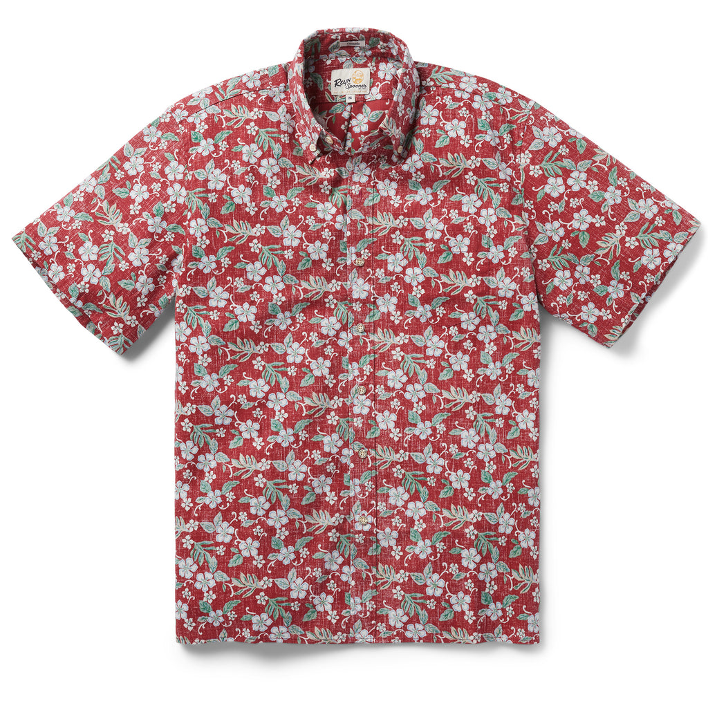 Reyn Spooner SWEET PLUMERIA BUTTON FRONT in DEEP RED
