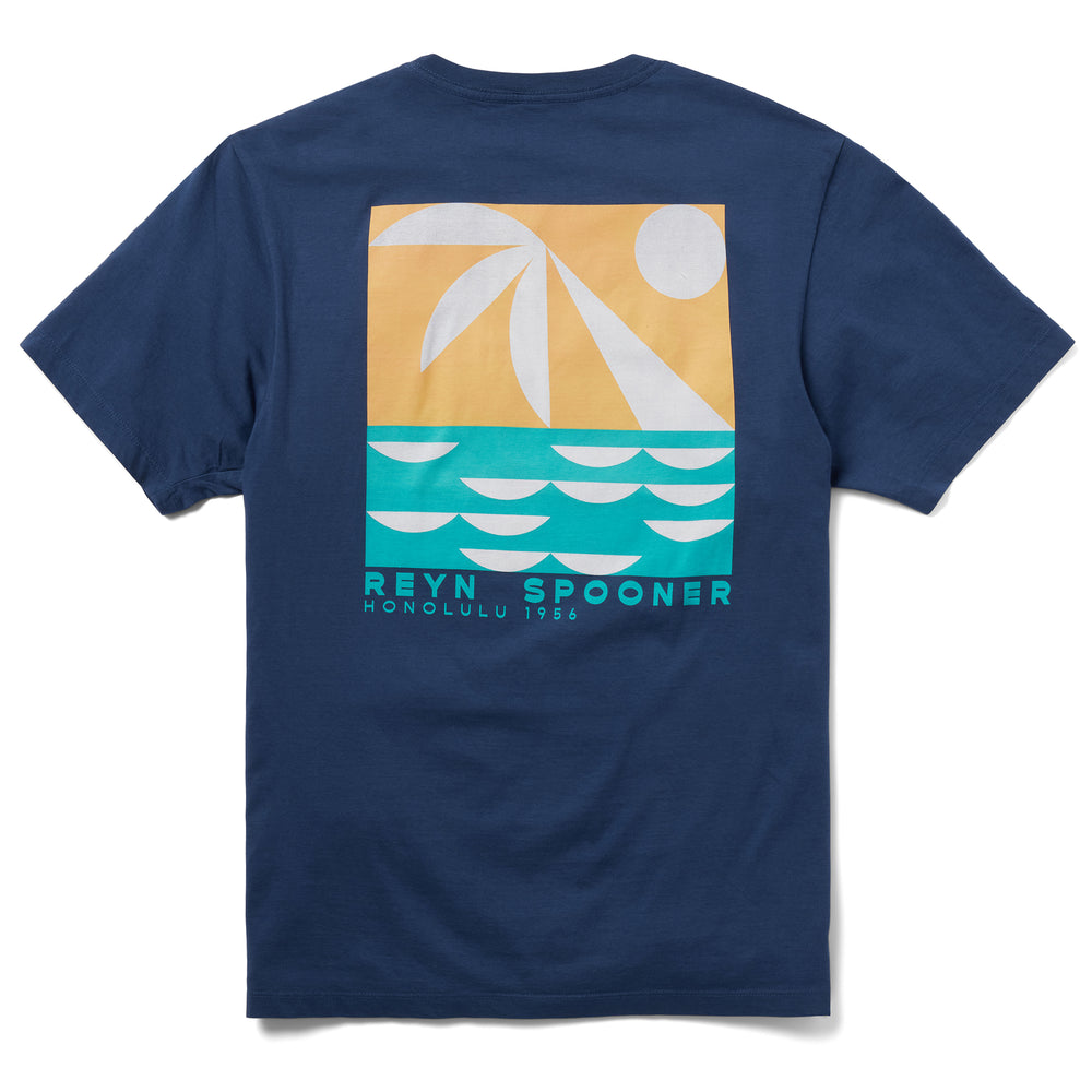 Reyn Spooner WAIKIKI SUNSET GRAPHIC TEE in NAVY