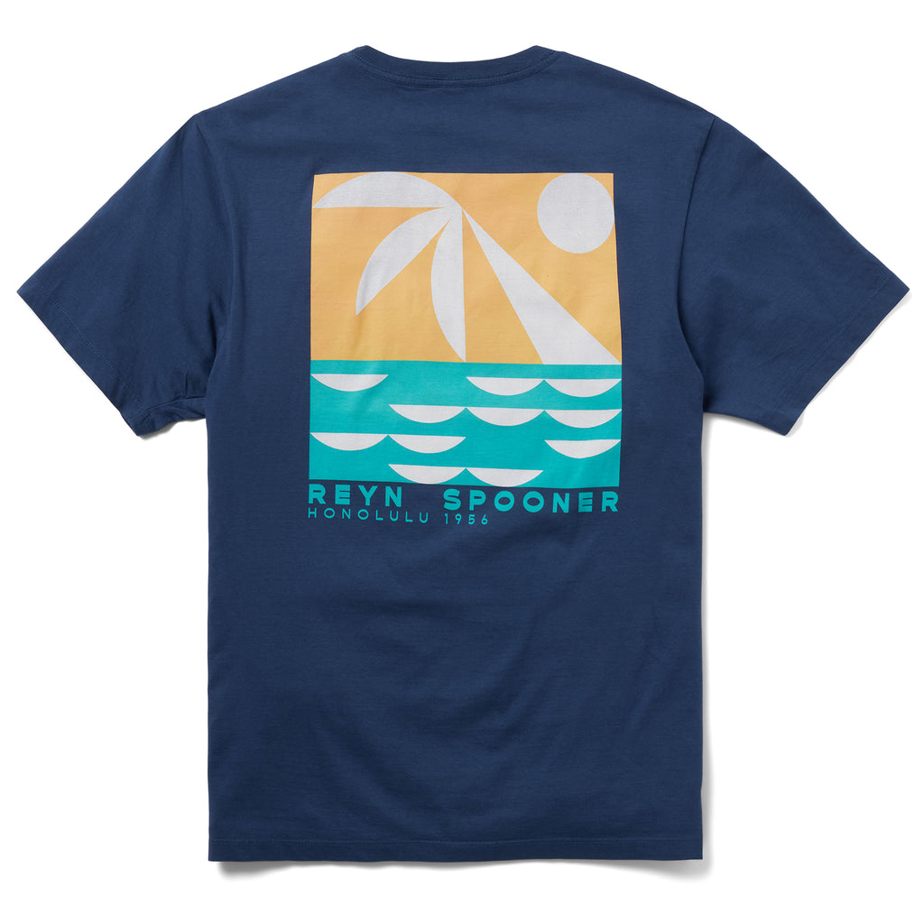 Reyn Spooner WAIKIKI SUNSET GRAPHIC TEE in NAVY