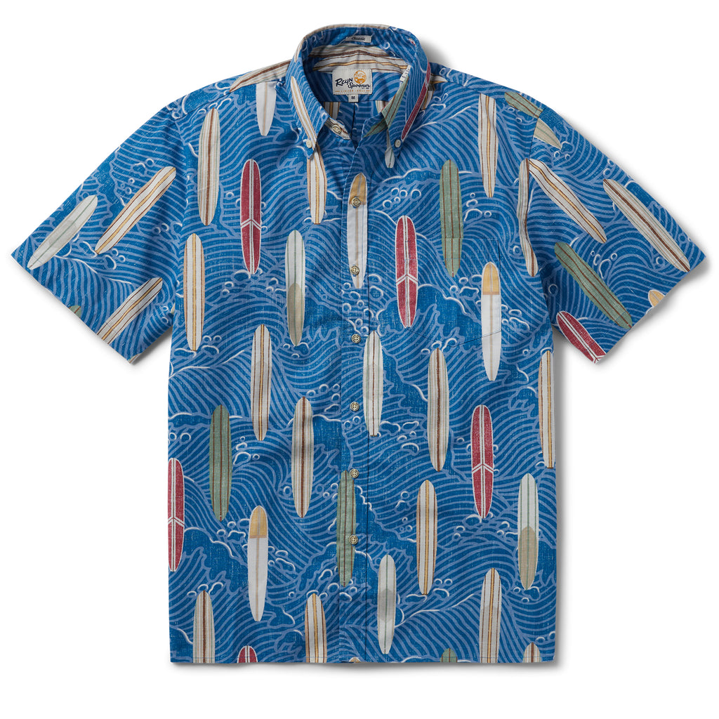 Reyn Spooner RETRO BOARDIN' BUTTON FRONT in VALLARTA BLUE