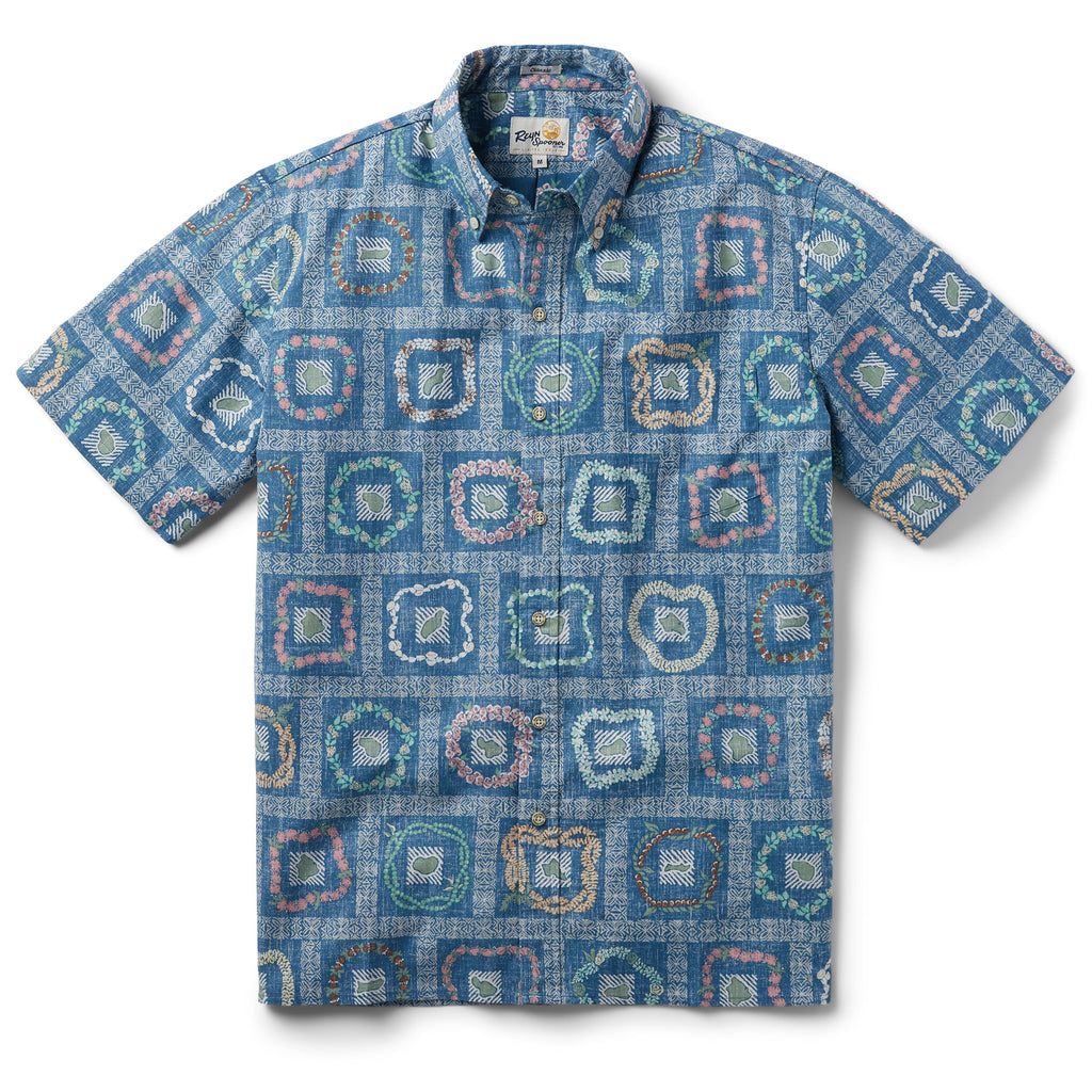 Reyn Spooner ISLAND LEI BUTTON FRONT in CAPTAINS BLUE