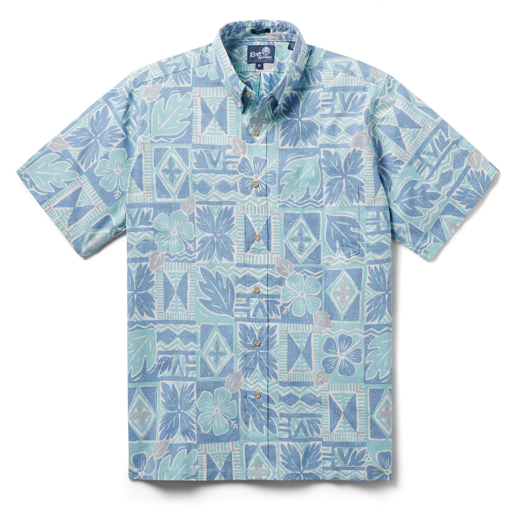 Reyn Spooner KAPA STORY BUTTON FRONT in NILE BLUE