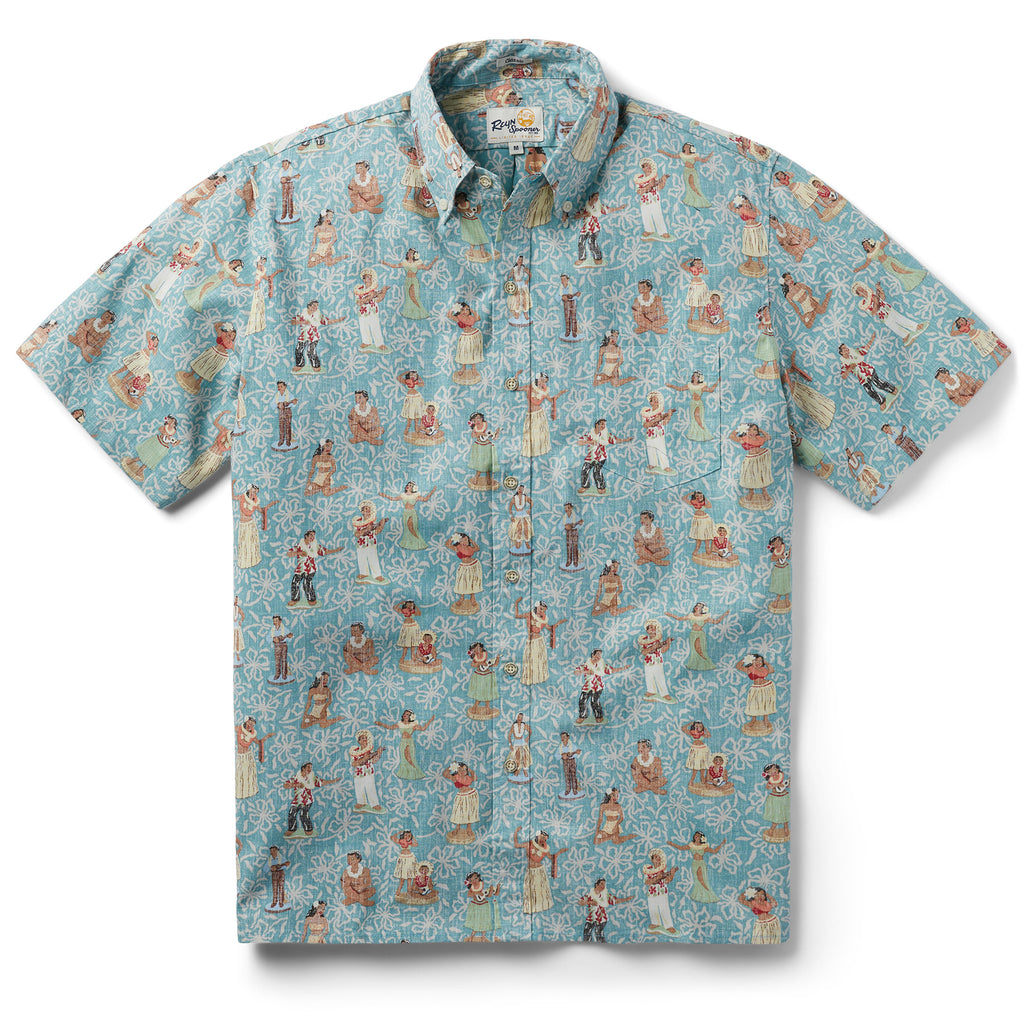 Reyn Spooner HULA NODDERS BUTTON FRONT in NILE BLUE