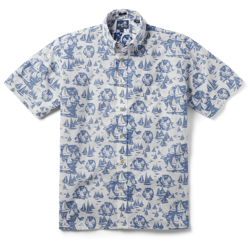 Reyn Spooner MELE KELE BUTTON FRONT in WHITE