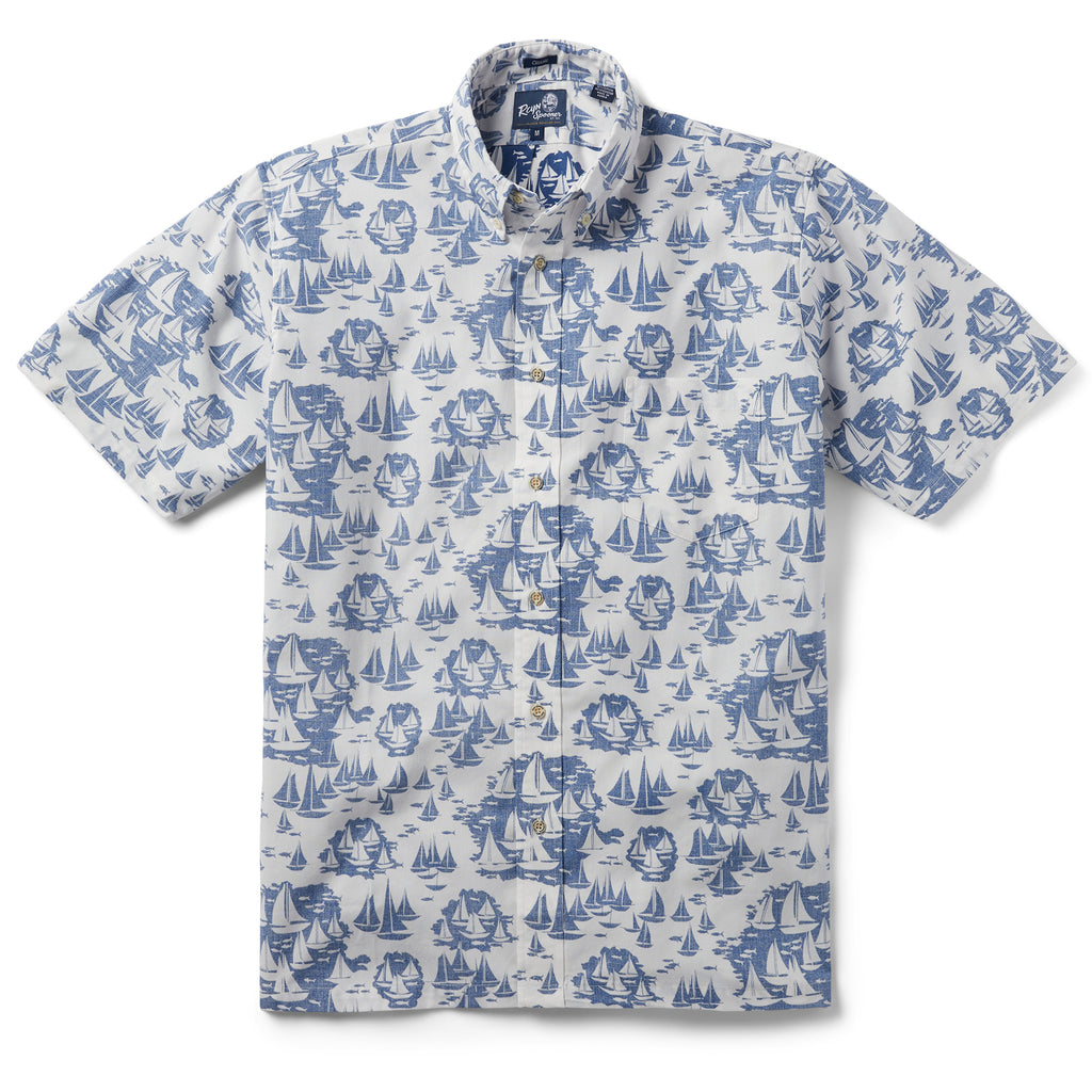 Reyn Spooner MELE KELE BUTTON FRONT in WHITE