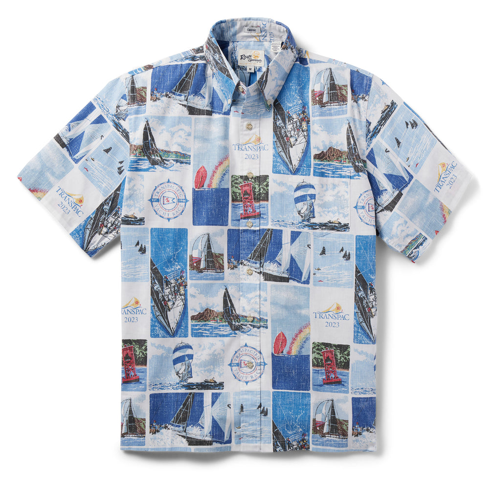 Reyn Spooner TRANSPAC BUTTON FRONT in BLUE
