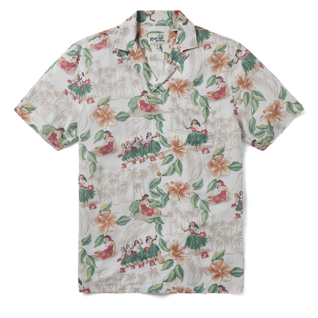 Reyn Spooner HULA SHOW CAMP SHIRT in WHITE