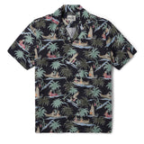Reyn Spooner QUEEN'S SURF CAMP SHIRT in BLACK