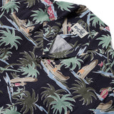 Reyn Spooner QUEEN'S SURF CAMP SHIRT in BLACK