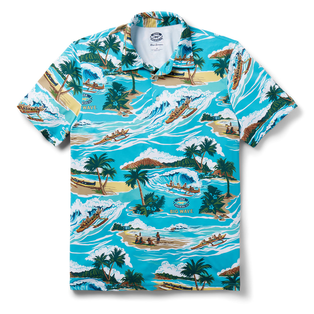 Reyn Spooner KONA BREWING CO. PERFORMANCE POLO in SCUBA BLUE