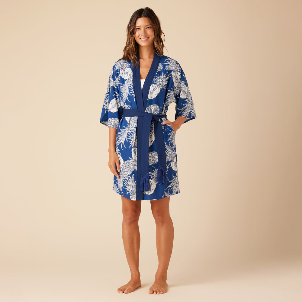 Reyn Spooner PAINA'APALA KIMONO COVERUP in DEEP BLUE