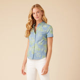 Reyn Spooner VAITAPE SHORT SLEEVE BUTTON FRONT TAILORED in FADED DENIM