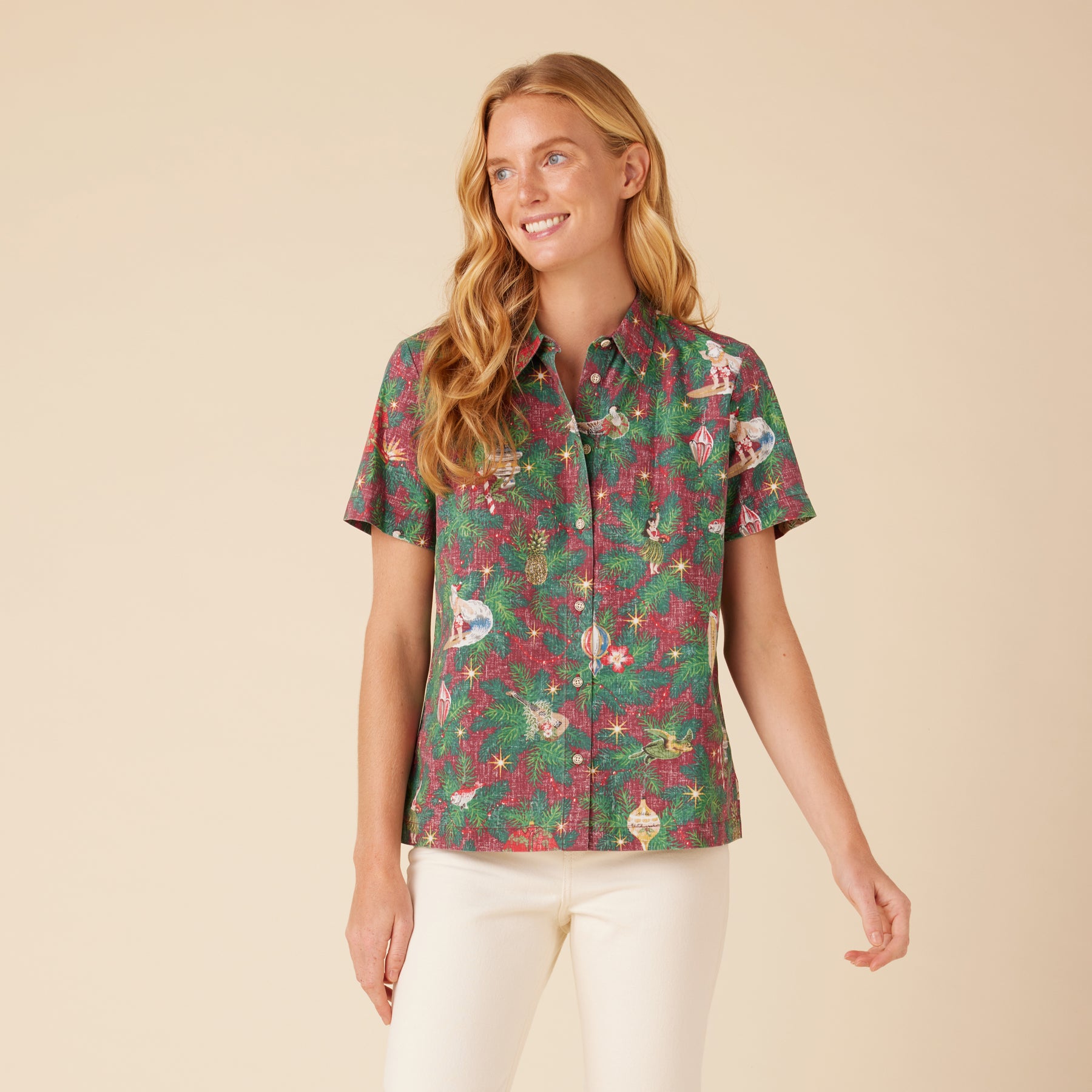 Reyn Spooner HAWAIIAN CHRISTMAS 2022 CAMP SHIRT RELAXED in DEEP RED